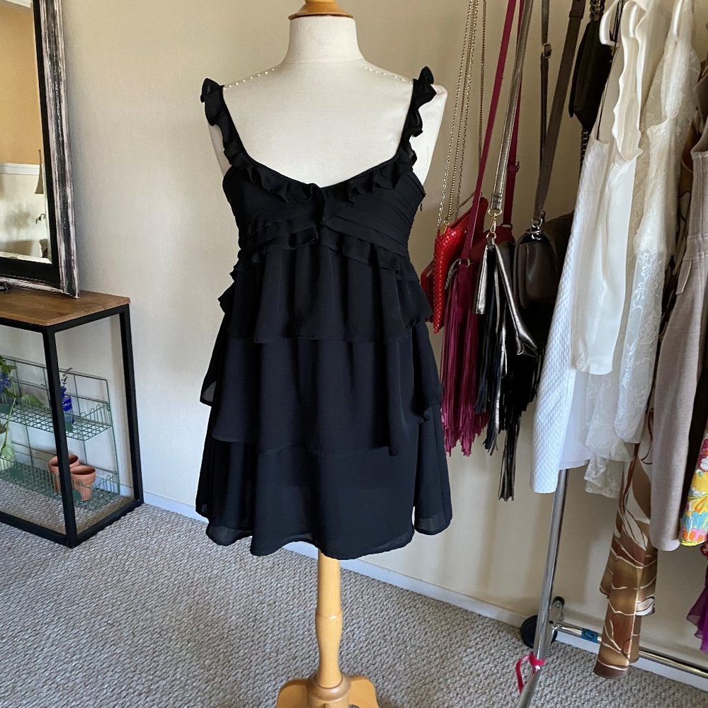 Ming Ruffled Black Dress